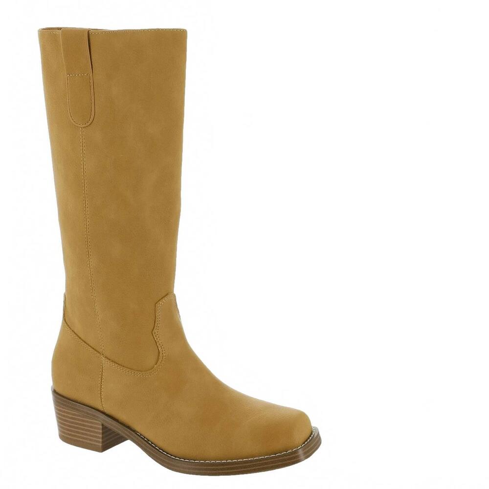 NEW MIA women's duston tall stacked heel boots in beige